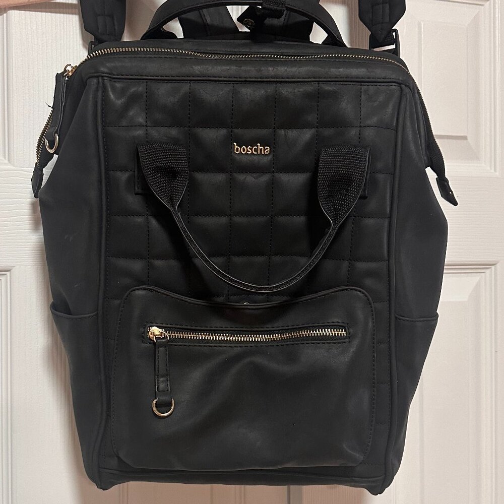 boscha faux leather quilted backpack